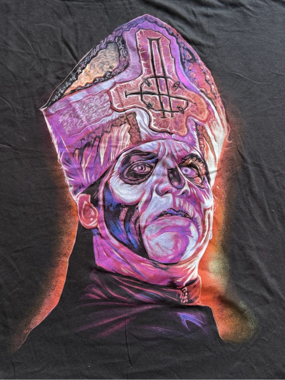 GHOST Papa Emeritus Graphic Tee Black Purple Neon Band T Shirt Gothic Metal 3XL - Picture 8 of 10